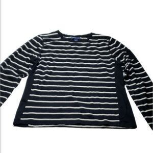 XL AMERICAN LIVING BLACK WHITE STRIPED POCKET LONG SLEEVE SHIRT TOP extra large